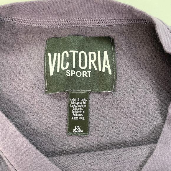 Victoria Sport Womens‎ L Spellout Sweatshirt Knit Top Purple Asymmetric Active - Picture 6 of 8